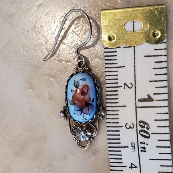 Enamel hand-painted necklace and earrings set - Picture 5 of 8